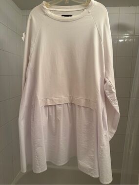 Relaxed White Layered Women's Tunic Top